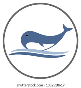 Whale and waves icon. Vector illustration of a seawea sivola.