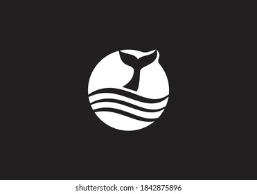 whale waves logo vector Template. 