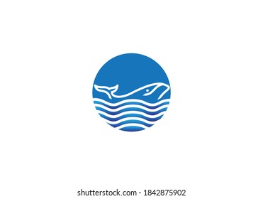 whale waves logo vector Template. 