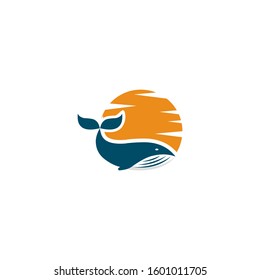 whale waves,sea waves,sun waves logo vector