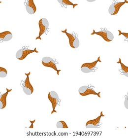 Whales chaotic scandinavian seamless pattern print design. Vector illustration design for fashion fabrics, textile graphics, prints.