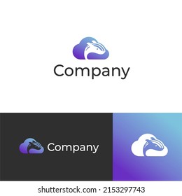 Whales clouds Technoloy Logo Design