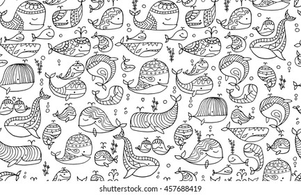 Whales collection, seamless pattern for your design