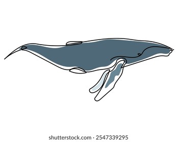 Whales in a continuous line format that can be edited later.