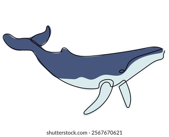 Whales in a continuous line format that can be edited later.