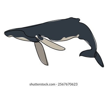 Whales in a continuous line format that can be edited later.