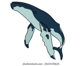 Whales in a continuous line format that can be edited later.