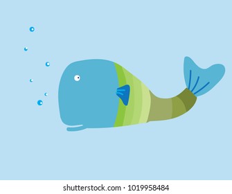 Whales in the deep sea The idea of ??children Vector for Card artwork design & Magazine 
