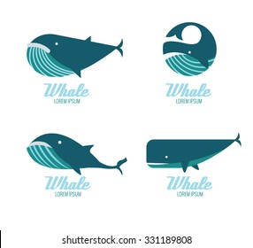 Whales icons. flat design elements. vector illustration