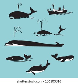 Whales illustration set