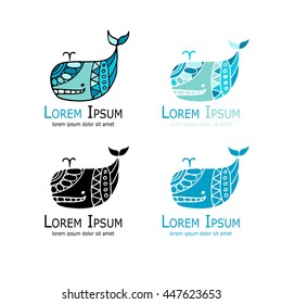 Whales logo set, sketch for your design