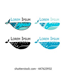 Whales logo set, sketch for your design