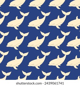 Whales, Sea life. Nautical background for fabric design, packaging, travel, phone case, wrapping paper.