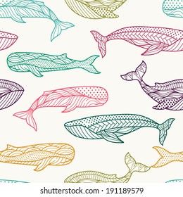 Whales seamless pattern