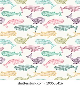 Whales seamless pattern