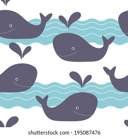 whales seamless pattern