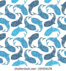 Whales seamless pattern.