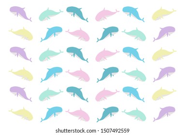 Whales Seamless pattern.  cute characters. Vector illustration. Perfect for kids room wallpaper ,wrapping paper, invitations, posters, greeting cards, wall art posters, fabric print.
