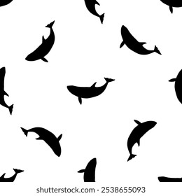 Whales seamless pattern doodle vector on white background