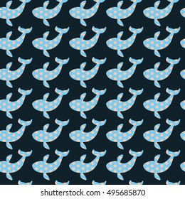 Whales. Seamless pattern. Vector illustration