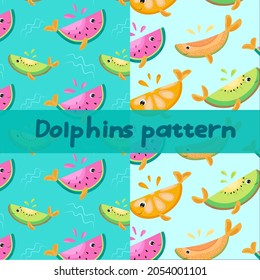 Whales in the shape of a fruit slice .vector pattern 
