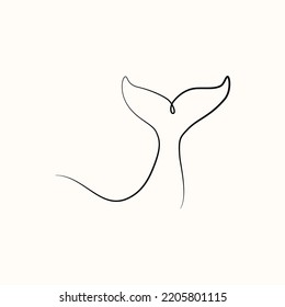 dibujo de una línea de cola de ballena. ilustración minimalista