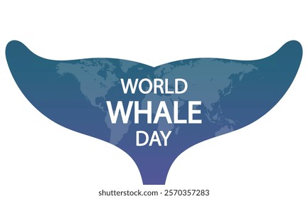 Whales world day tail, vector art illustration.