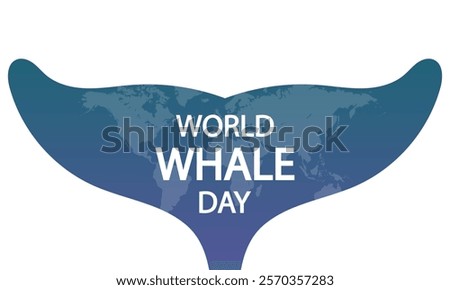 Whales world day tail, vector art illustration.