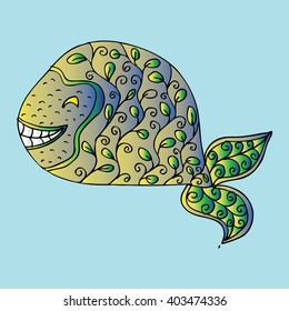 whalesea life decorative style, vector illustration