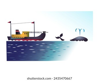 Whaling art. Whaling icon on white background. Vector illustration