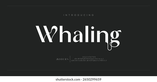 Whaling Luxury serif font in modern style. Elegant wedding alphabet letters font and number. Typography Luxury classic lettering serif fonts decorative vintage retro logo
