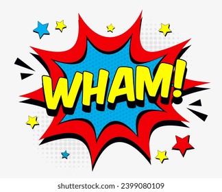 wham comic bubble cartoon card