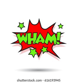Wham comic sound effects. Sound bubble speech with word and comic cartoon expression sounds vector illustration.