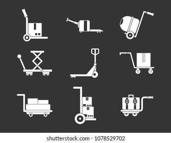 Wharehouse cart icon set vector white isolated on grey background 