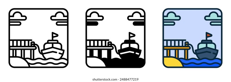 The Wharf icon represents docking and maritime activities, ideal for marine websites, harbor blogs, and port-themed projects.