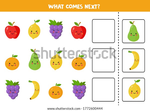 What Comes Next Cute Kawaii Fruits Stock Vector (Royalty Free ...