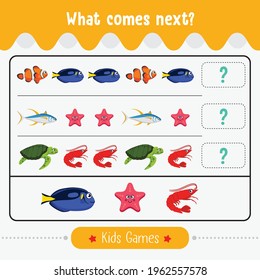 What comes next educational activity game for preschool children vector illustration