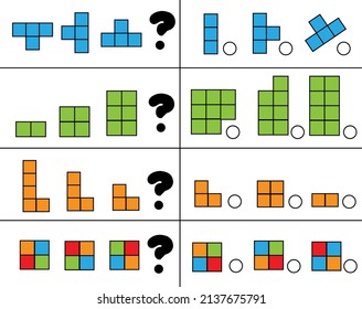 What comes next educational children game. Kids logic activity with simple geometric shapes, continue the row