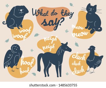 What do animals say - modern vector illustration