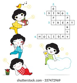 What To Do Between Christmas and New Year Scrabble Card Character illustration