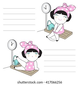 What To Do While Waiting For You Character Paper Note illustration