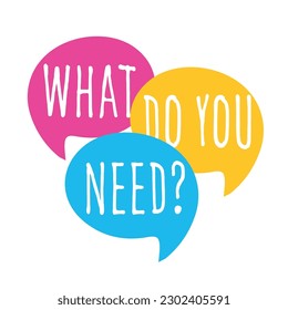 What do you need? on speech bubble