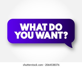 What Do You Want question text message bubble, concept background