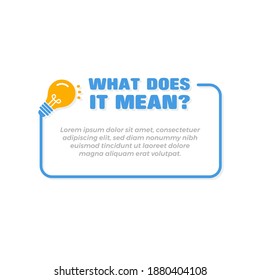 What Does It Mean Banner Frame Template with Bulb Icon