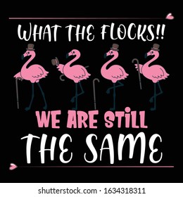What The Flocks!! We Are Still The Same-Flamingo T Shirt Design Template
