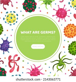 ¿Qué es la página web sobre gérmenes? Virus, bacterias e infecciones por microbios página de aterrizaje ilustración vectorial de diseño