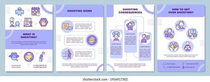 What is ghosting brochure template. Ghosting signs. Flyer, booklet, leaflet print, cover design with linear icons. Vector layouts for presentation, annual reports, advertisement pages
