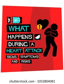 What Happens During a Heart Attack: Signs, Symptoms and Risks Poster In Flat Style Retro Design