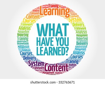 What Have You Learned? circle stamp word cloud, business concept