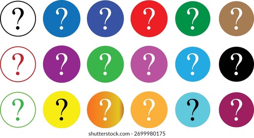 Qué icono en Multi color. conjunto de iconos de signo de interrogación, preguntas frecuentes, Asistencia, Vector